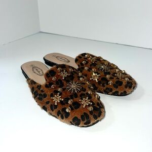 Atalina Embellished Leopard Print‎ Mules size 6